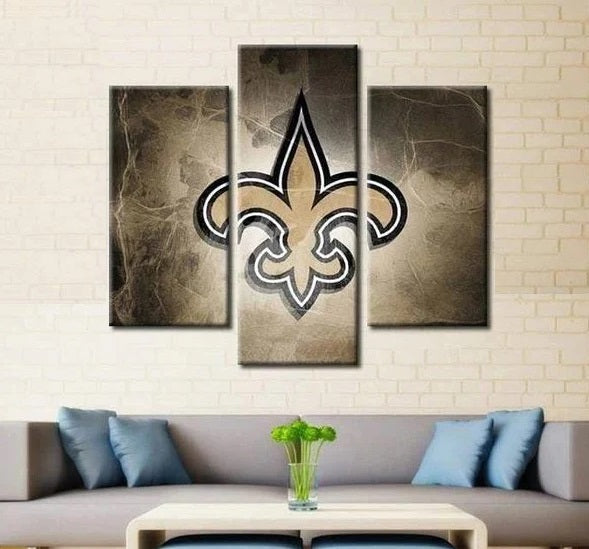 New Orleans Saints Wall Art Canvas 3 Panel Poster Framed