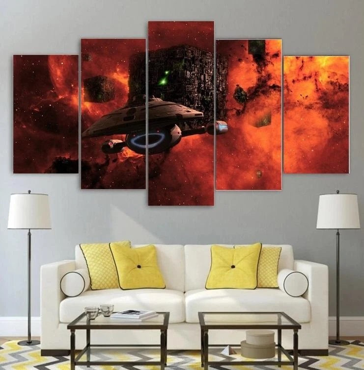 Star Trek Voyager Borg Cube Wall Art | Canvas Painting Framed