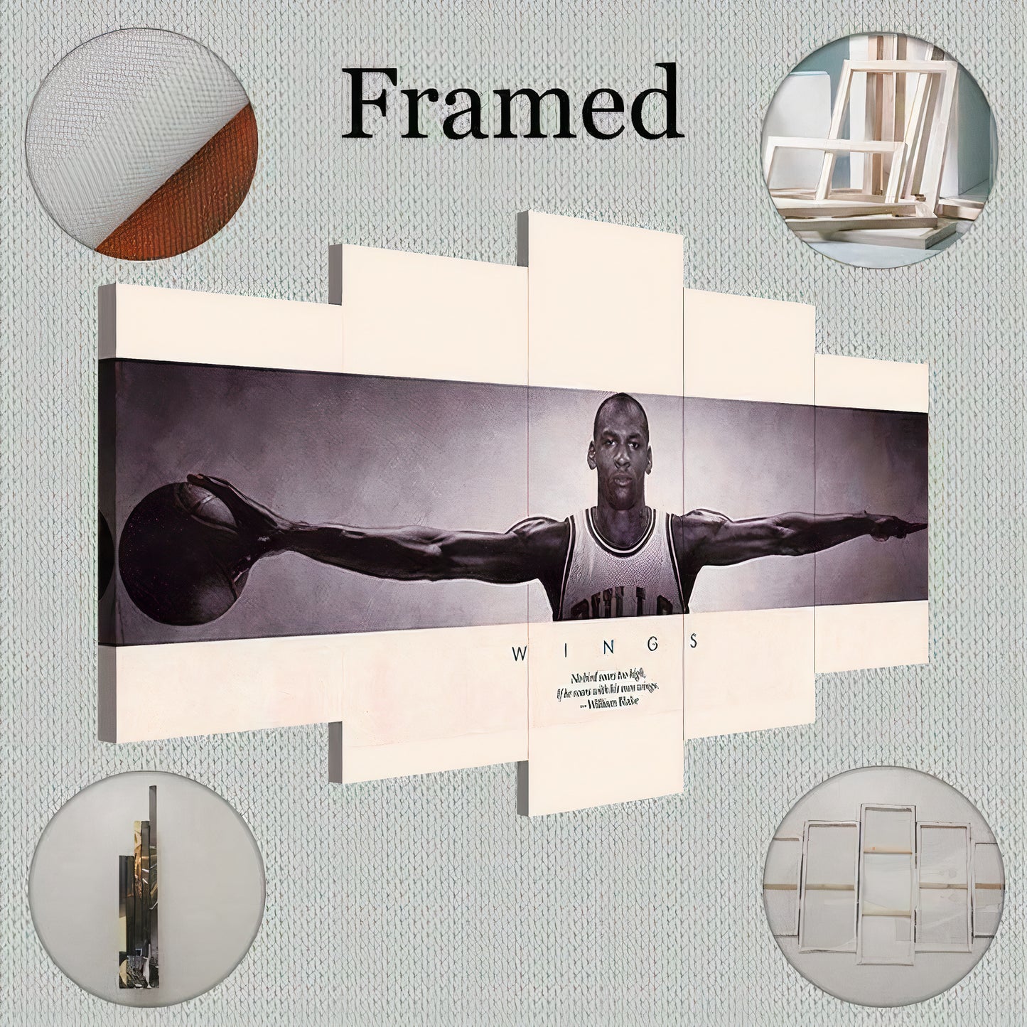 Air Michael Jordan Wings Poster on Framed Canvas Wall Art