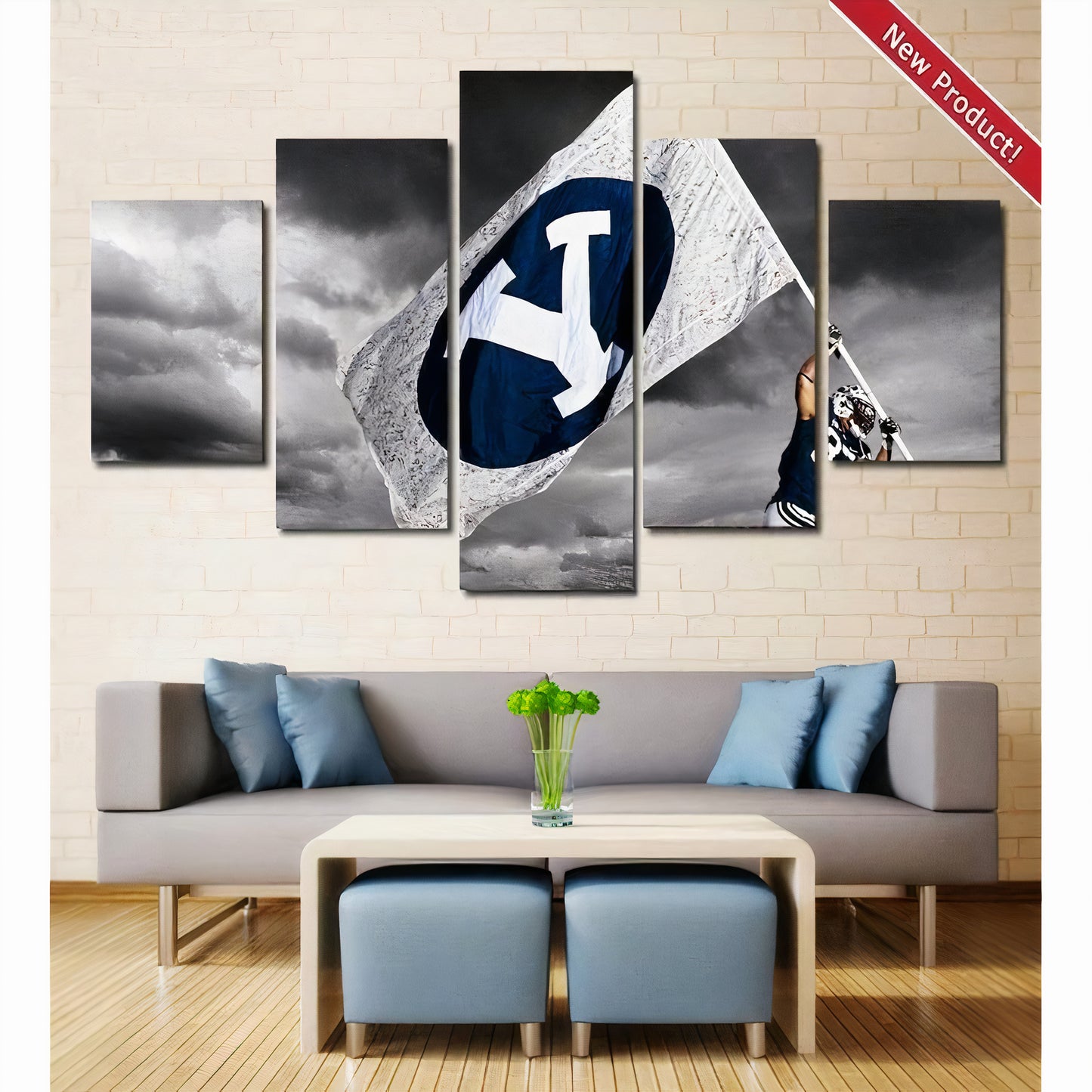 BYU Cougars Football Wall Art Canvas Painting Framed NCAA