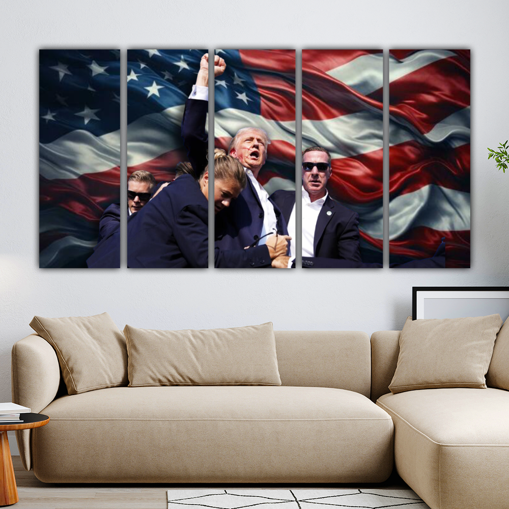 President Donald Trump Courage & Bravery Failed Assassination Attempt Patriotic Canvas Wall Art