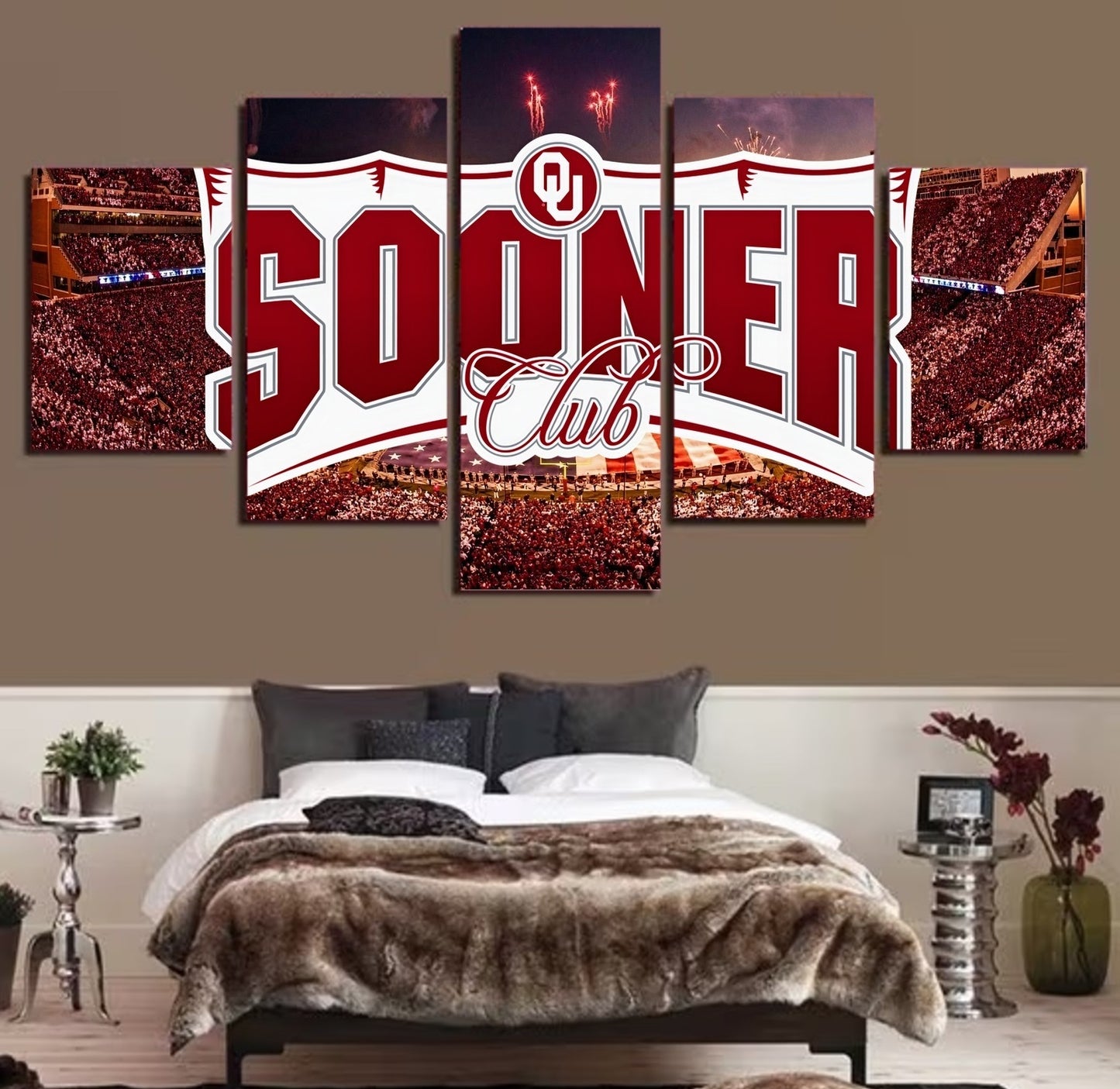 Oklahoma Sooners Wall Art | Canvas Home Decor 5 Panel Framed