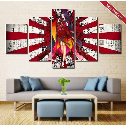 Samurai Japanese Woman Wall Art Canvas Painting Framed Home Decor