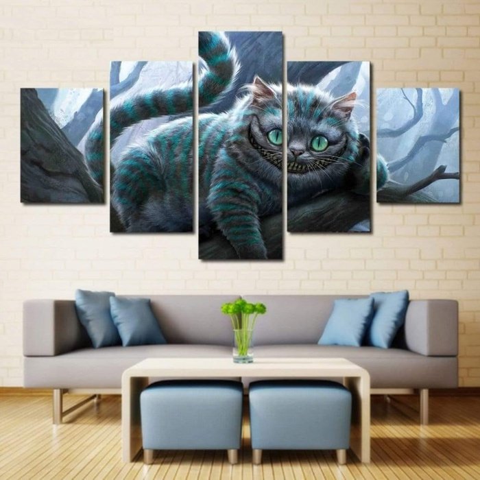 Alice Wonderland Cheshire Cat Wall Art Canvas Painting Framed