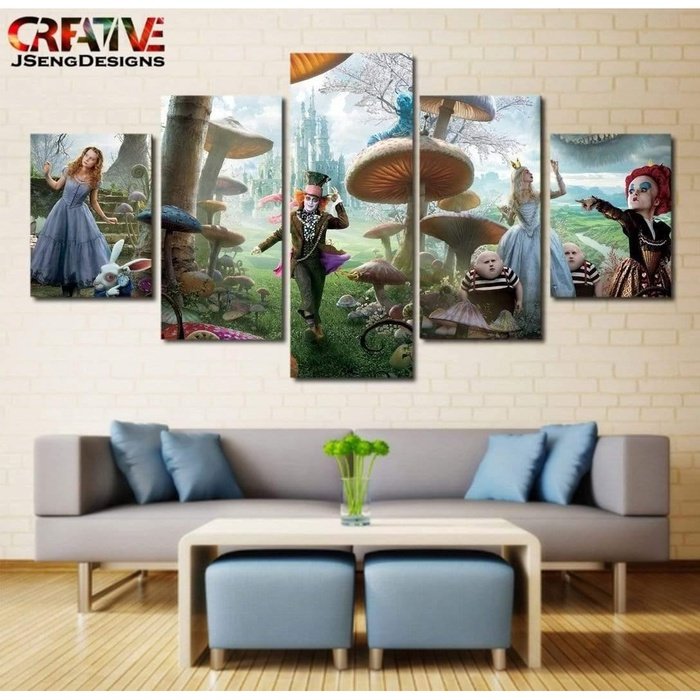 Alice Wonderland Wall Art Canvas Painting Framed