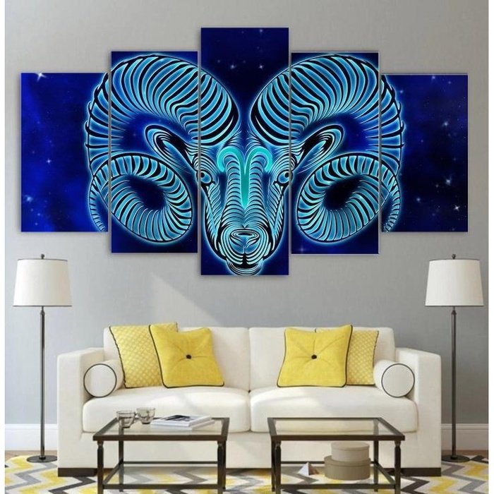 Aries Ram Zodiac Wall Art Canvas Painting Framed