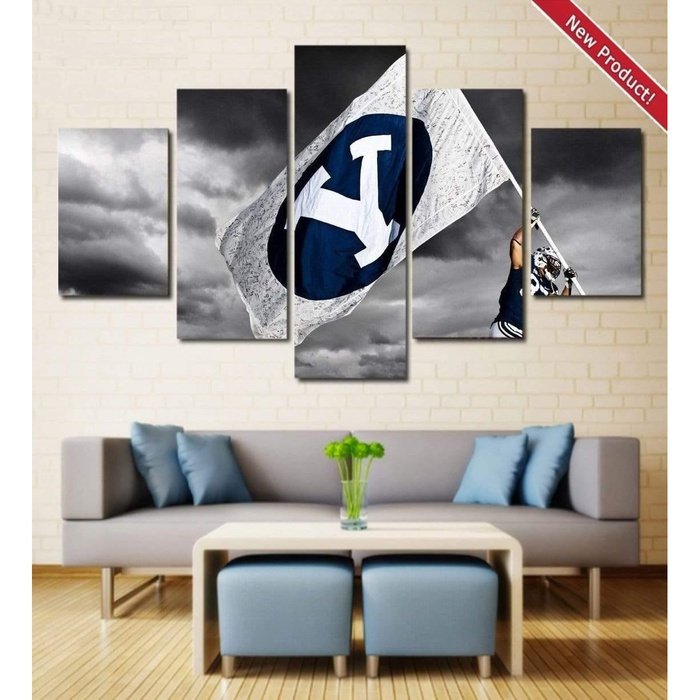 BYU Cougars Football Wall Art Canvas Painting Framed NCAA