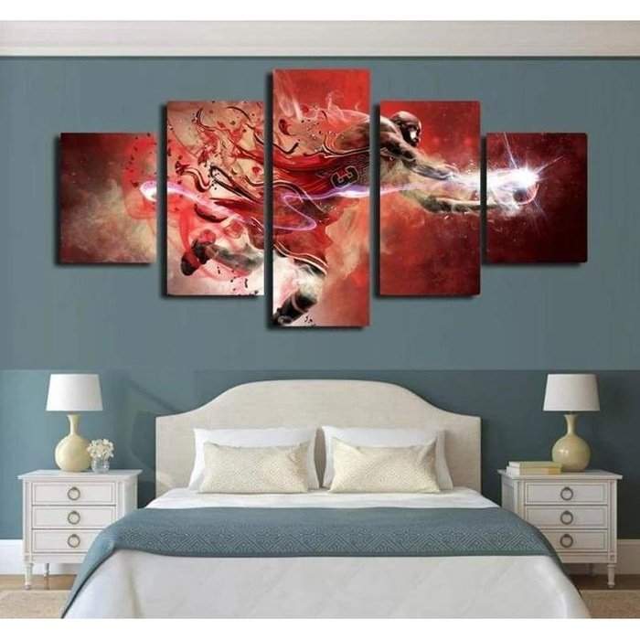 Michael Jordan Dunks Wall Art Canvas Poster Framed-Sports Art Direct-Michael Jordan Dunks Canvas Wall Art