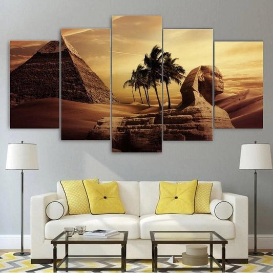 Egyptian Pyramids Sphinx Wall Art Canvas Painting Framed