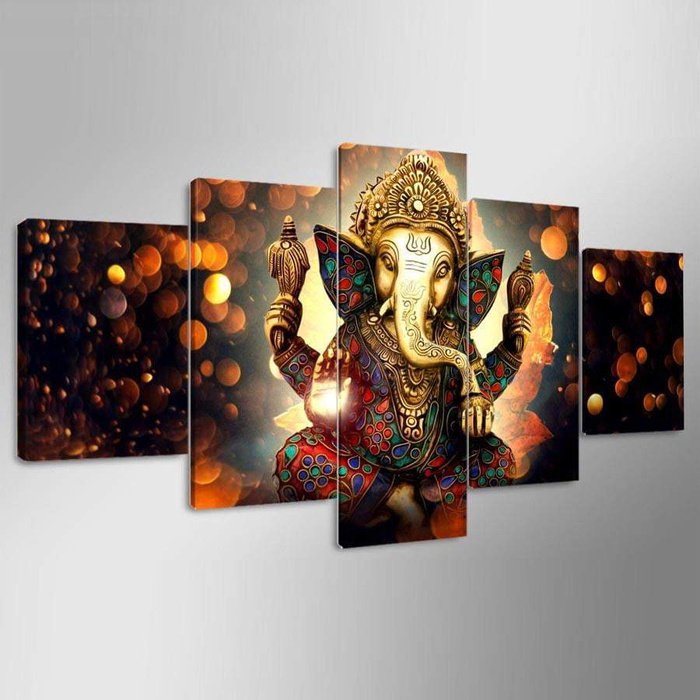 Ganesha's Elephant Poster Print Wall Art Painting Canvas Frmaed