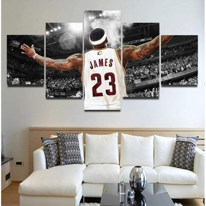 Lebron James Canvas Painting Cleveland Poster Wall Art Framed-Sports Art Direct-Lebron James Canvas Painting