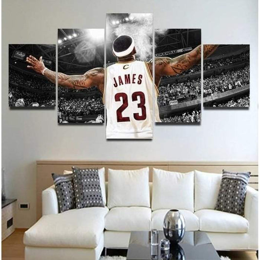 Lebron James Canvas Painting Cleveland Poster Wall Art Framed-Sports Art Direct-Lebron James Canvas Painting