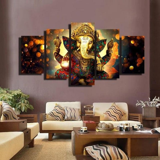 Lord Ganesha Decor Wall Art | Canvas Painting Framed