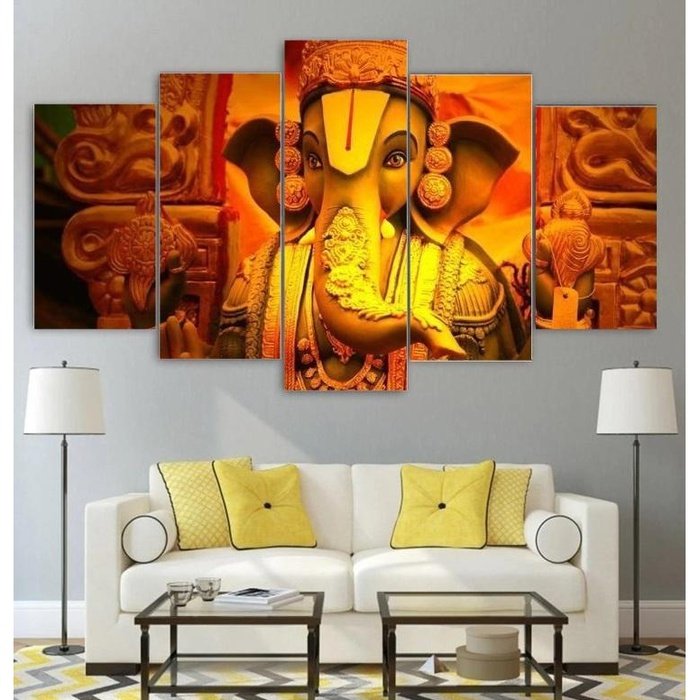 Lord Ganesha Wall Art Canvas Painting Framed