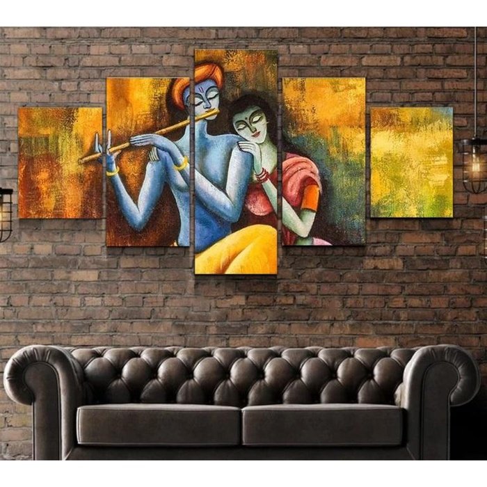 Radha Krishna Canvas Framed Home Decor Wall Art