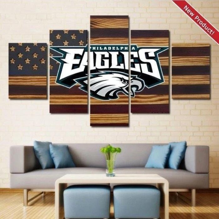 Rustic Flag Eagles Wall Art Canvas Painting Framed Decor