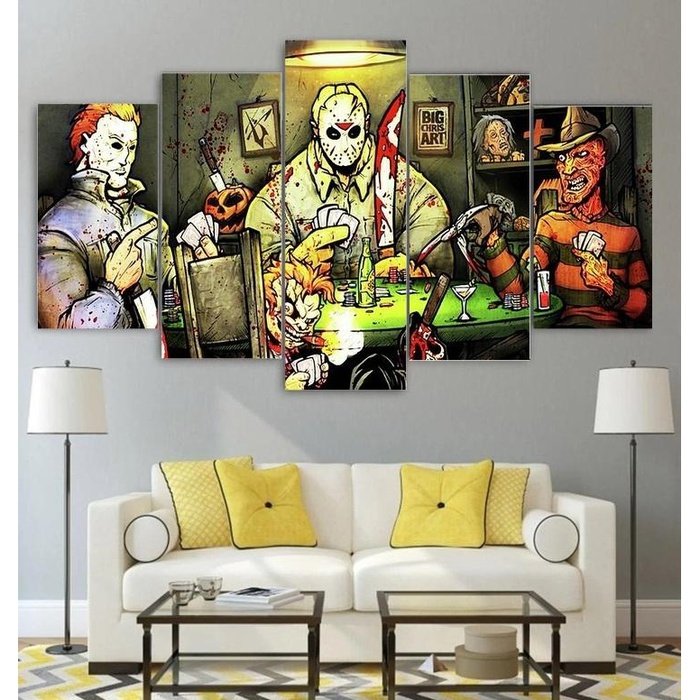 Slasher Horror Poker Game Wall Art Canvas Painting Framed