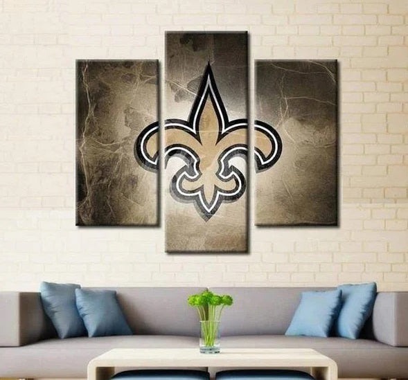 New Orleans Saints Wall Art Canvas 3 Panel Poster Framed