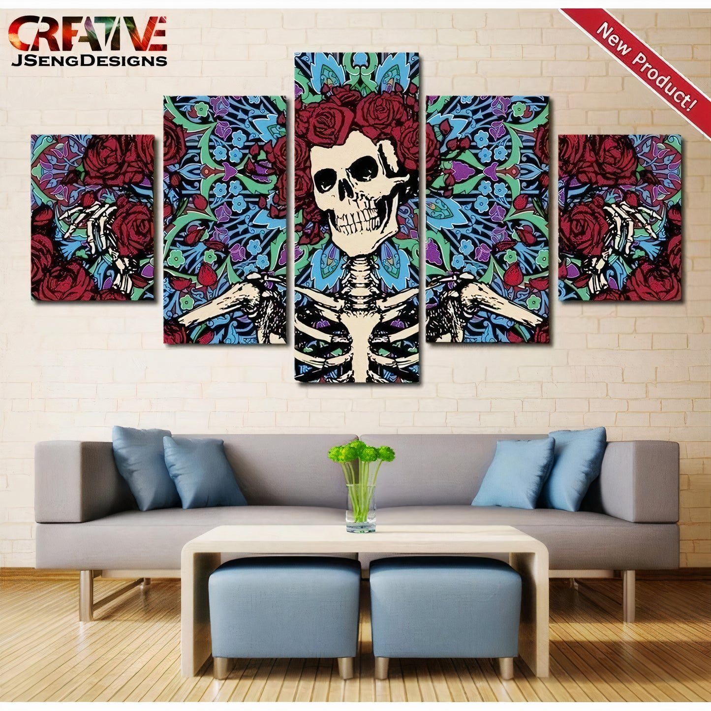 Grateful Dead Wall Art Canvas Painting Framed Home Decor