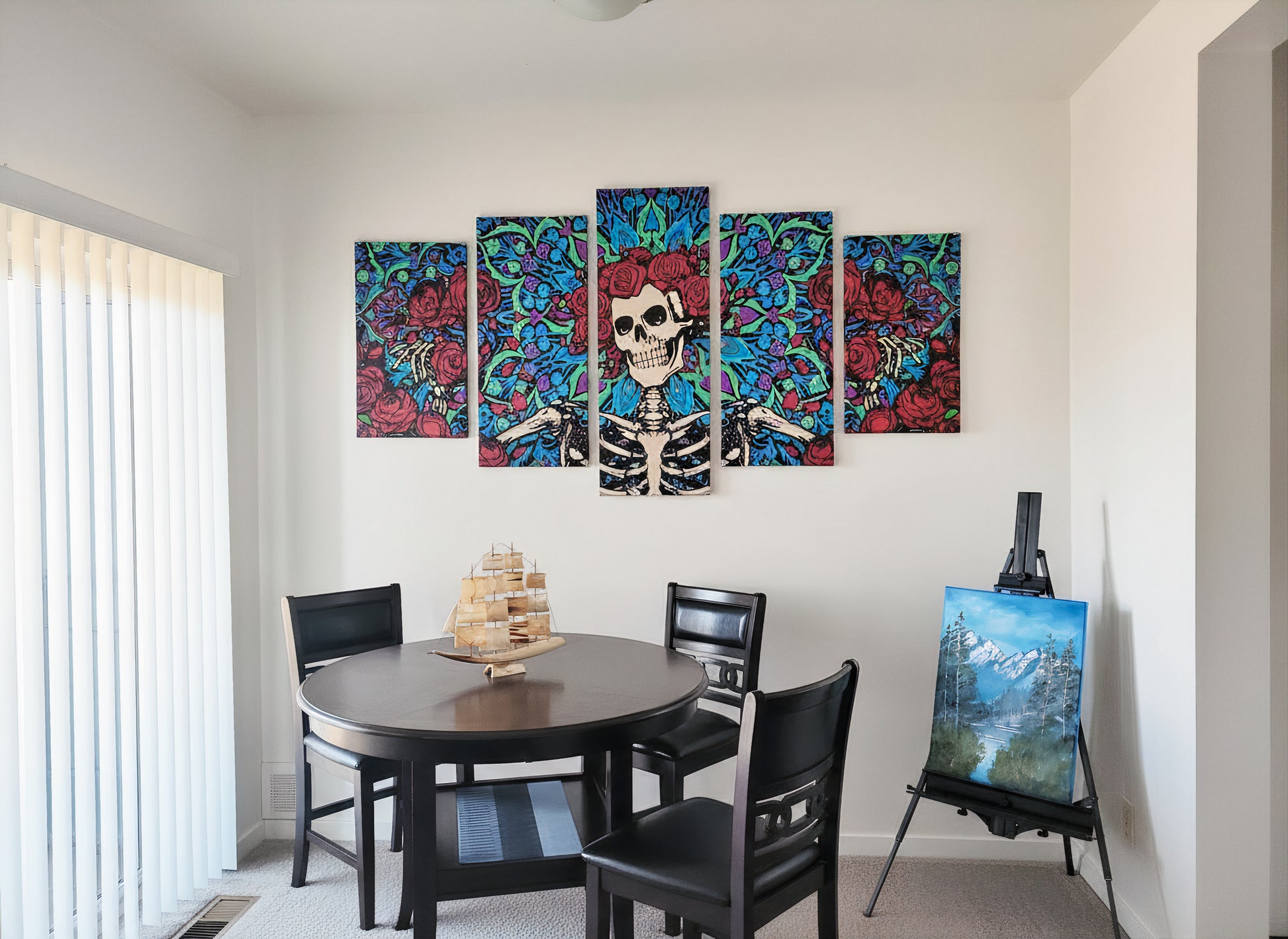 Grateful dead skeleton and roses canvas wall art 