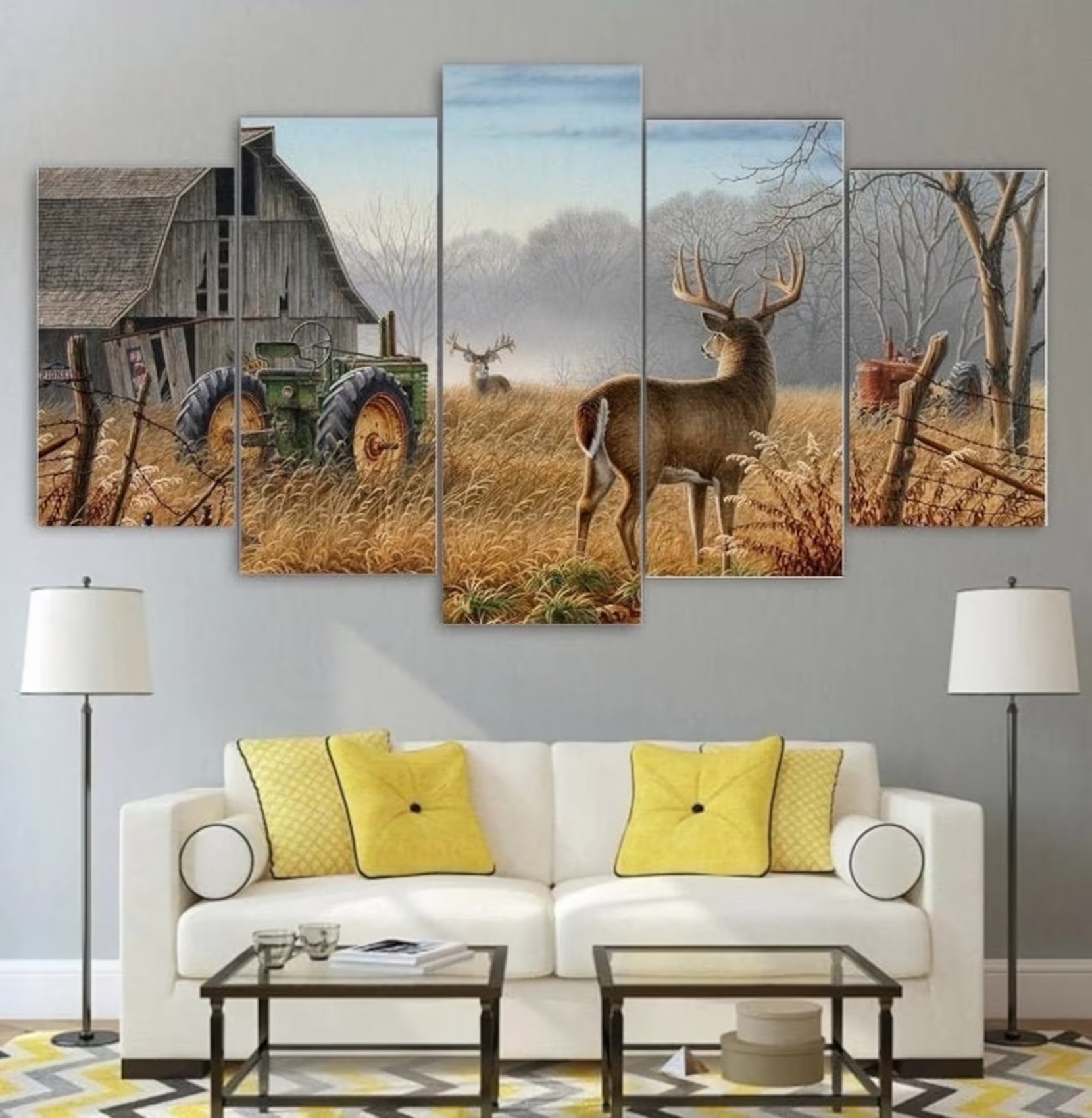 Landscape John Deere Wall Art Canvas Painting Framed