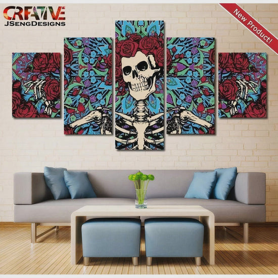 Zoom in on grateful dead canvas wall art