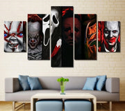 Horror Villains Wall Art / Canvas Print Framed / Horror Poster 5 Panel