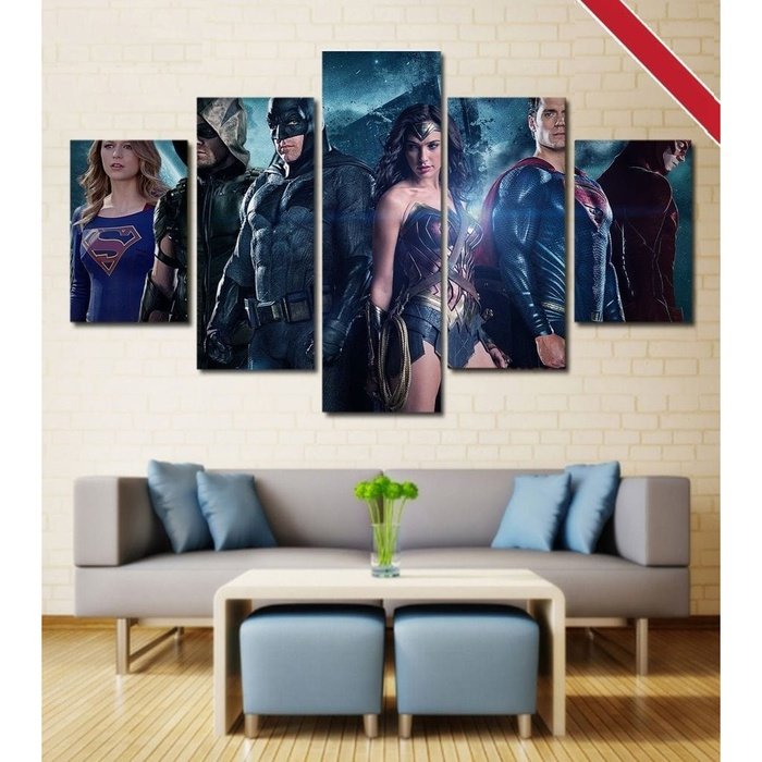 Justice League Wall Art Canvas Painting Framed Home Decor