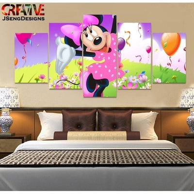Minnie Mouse Wall Art Canvas Painting Framed Home Decor