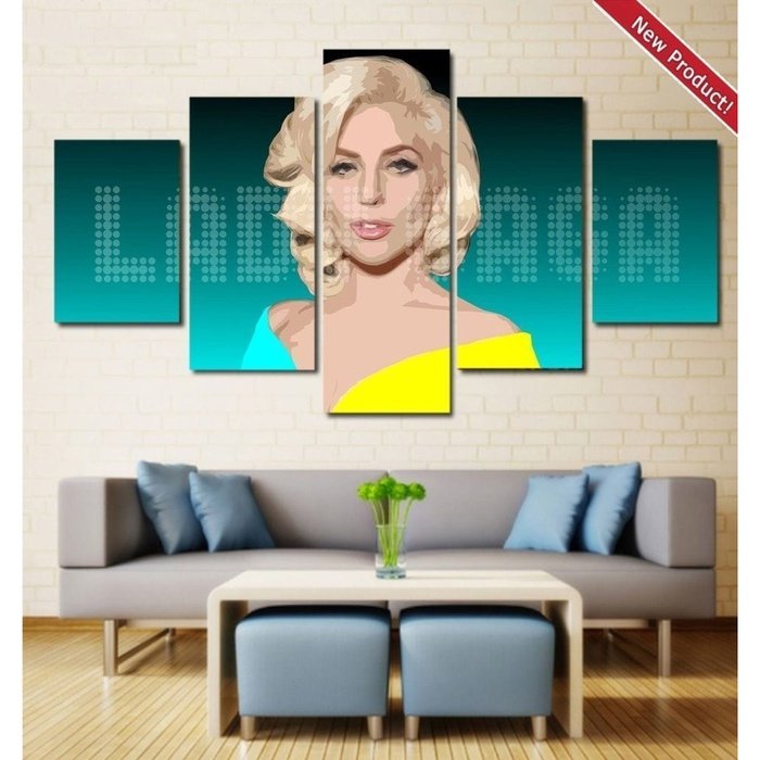 Pop Art Lady Gaga Wall Canvas Painting Framed Home Decor