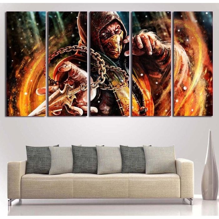 Scorpion Mortal Kombat Canvas Art Prints Poster Painting Framed