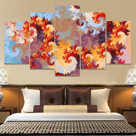 Abstract Colored Tribal Patters Wall Art Canvas Painting Framed