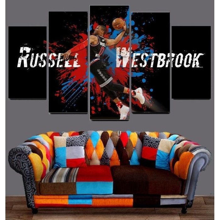 Star Team Russell Westbrook Canvas Wall Art Framed