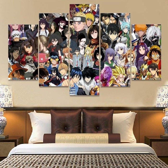 Anime Inspired Manga Crossover Wall Art Canvas Painting Framed