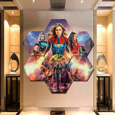 Avengers End Game Wall Art Hexagon Decor Print Painting Canvas.