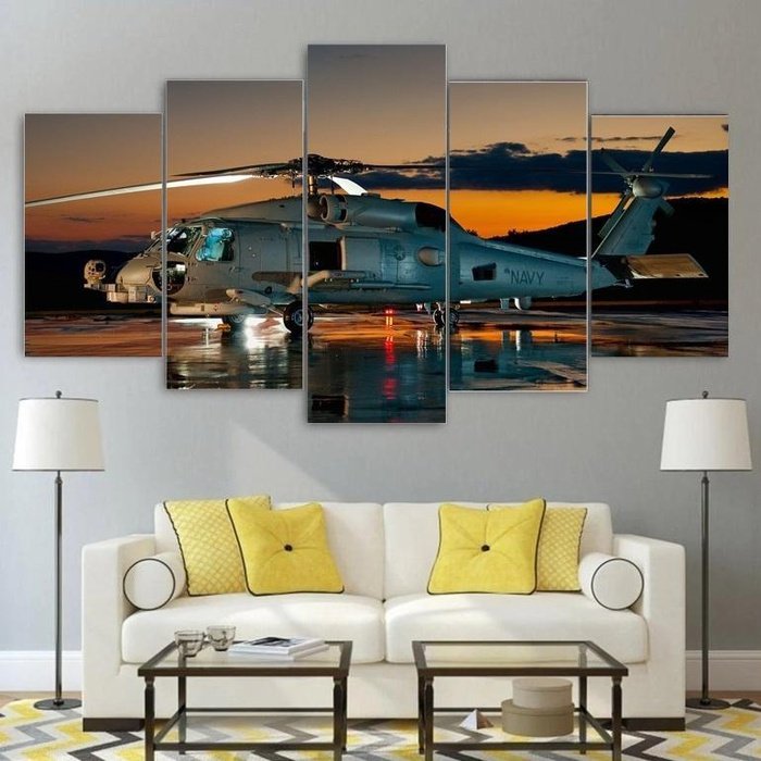 Black Hawk Helicopters Wall Art Canvas Painting Framed