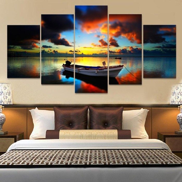 Boat Wall Art Canvas Painting Framed