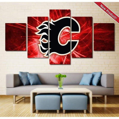 Calgary Flames Wall Art Painting Canvas Framed Poster Gift Idea Decor