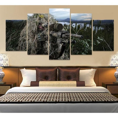 Camouflage Sniper Wall Art Canvas Painting Framed