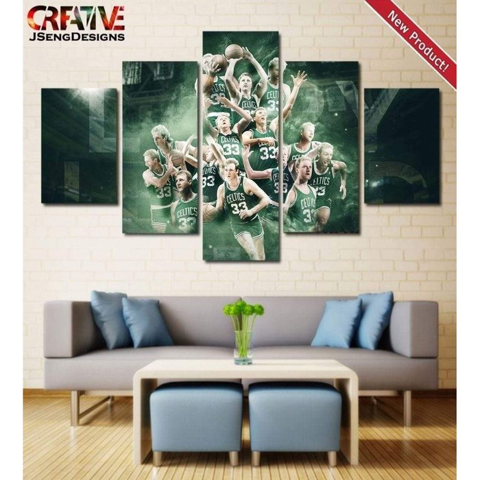 Celtics Larry Bird Wall Art Canvas Painting Framed Home Decor