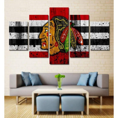 Chicago Blackhawks Wall Art Painting Canvas Hockey Poster HD
