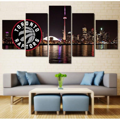 City Night Toronto Raptors Canvas Wall Art Framed Painting