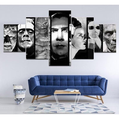 Classic Monsters Wall Art Vintage Horror Canvas Framed