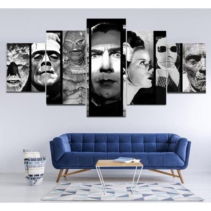 Classic Monsters Wall Art Vintage Horror Canvas Framed