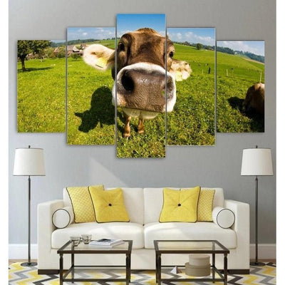 Close Cow Wall Art Canvas Painting Framed