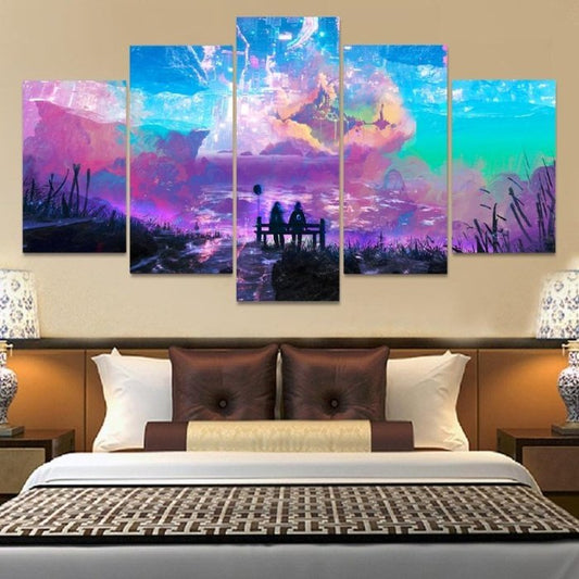 Colorful Psychedelic Piece Bizarre Wall Art Canvas Painting Framed