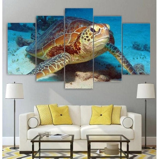 Deep Sea Turtel Wall Art Canvas Painting Framed