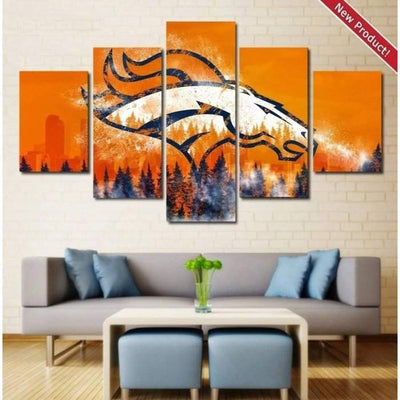 : Denver City Broncos American Football Poster Sports Pattern  Canvas Wall Art Printed Pattern Artwork Home Decor Painting (No  Framed,16x20inch), White: Posters & Prints