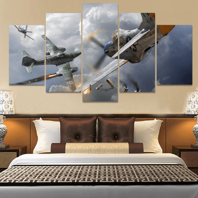 War Plane Wall Art Canvas Painting Framed