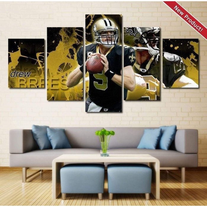 Drew Brees Wall Art Canvas Painting Framed Home Decor